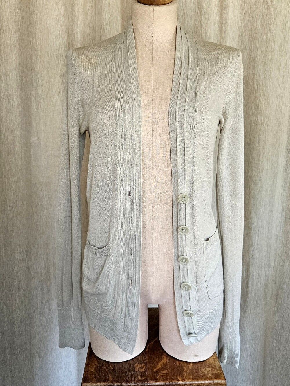 Light Blue Club Manoco Silk Cotton Button Up Lightweight Cardigan Sweater